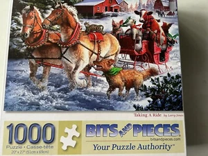 Bits and Pieces Taking A Ride 1000 Piece 18" x24" Jigsaw Puzzle Winter Animals - Picture 1 of 5