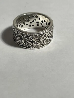 Pandora Shimmering Leaves Ring Clear 925 Ale Silver 190965CZ Size 52 - Image 1 of 4