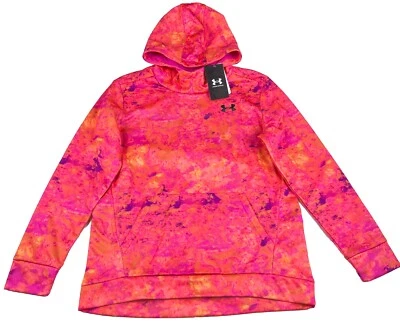 Sudadera con Capucha Under Armour Niñas Vellón Logotipo en Rosa Neón Estampado Tie-Dye Juvenil Talla M Foto 1 de 4