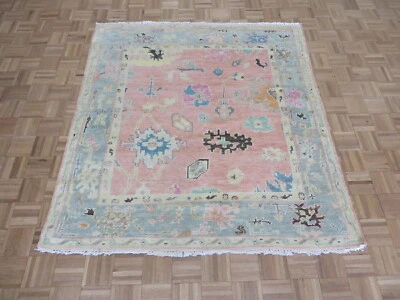 6 x 6 Square Hand Knotted Pink Funky Oushak Oriental Rug G12080 - Image 1 of 4