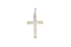 .20 CTW DIAMOND 10K YELLOW GOLD CROSS CHARM - Picture 1 of 2