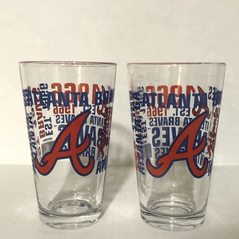 MLB Atlanta Braves  Est 1966 16 ounce Pint Beer Glass Set Of 2 Cover