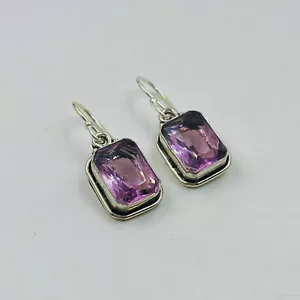 925Sterling Silver Green Tourmaline Gemstone Jewelry Dangle Drop Earring - Picture 1 of 3