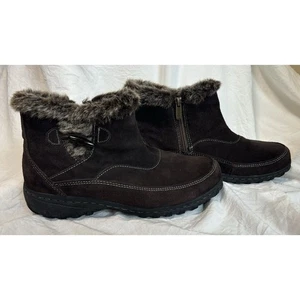 KHOMBU Gracie Brown Suede Faux Fur Lined Toggle Ankle Winter Boot Women's Size 9 - Picture 1 of 9