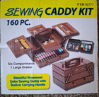 NEW Sewing Machine Wooden Caddy Complete 160 Piece Kit Vintage Rare NIB