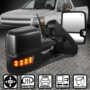 FOR 14-17 SILVERADO SIERRA POWERED+HEATED+LED SIGNAL SIDE TOWING MIRROR PAIR - Foto 1 di 7