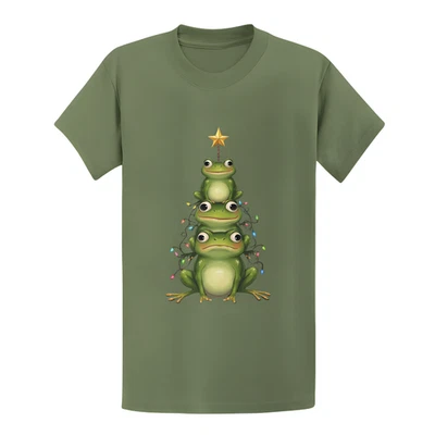 Frog Christmas Tree T-Shirt - Cute Frog Lover Holiday Gift Tee - Image 1 of 4