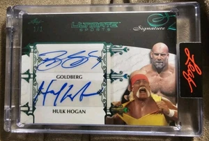 Goldberg Hulk Hogan 2024 Leaf Ultimate Sports Signature Dual Emerald Auto 1/1 - Picture 1 of 1