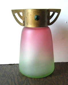 1905 Kolo Moser Gilt Bronze Mounted Uranium Rubina Verde Vase Arts & Crafts - Picture 1 of 8