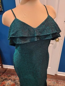 NWT Miss Ord Dress Metallic Glitter Hunter Green Ruffle Size 3X - Picture 1 of 8