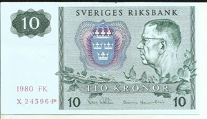 SWEDEN 10 KRONER 1980 P 52. XF-aUNC CONDITION. VERY RARE. 5RW 04FEB - Picture 1 of 1