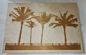 Pyrography A4 Picture Boulevard Palm Trees Laser Etched Plywood - Picture 1 of 3