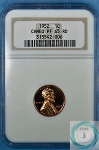 1952 Lincoln Wheat Cent NGC PF 65 RD CAMEO - Brilliant Blast Red with Frost!!! - Picture 1 of 12
