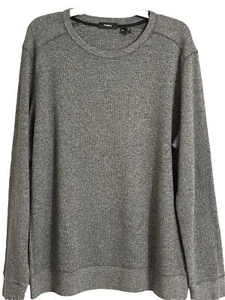Theory Waffle Knit Gray Pullover Crewneck Sweater Cotton Blend Men's Sz XXL 2XL - Picture 1 of 7