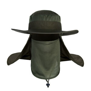 Outdoor Hiking Sun Protection Wide Brim Bucket Hat Cover Face Neck Fisherman Cap