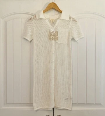 Haute Hippie NWT Women’s White Embroidered Coverup Dress Size XS Short Sleeve - Image 1 of 4