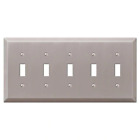 AMERELLE Wall Plate Metallic Switch 5 Gang Toggle Crack Resistant Steel Nickel