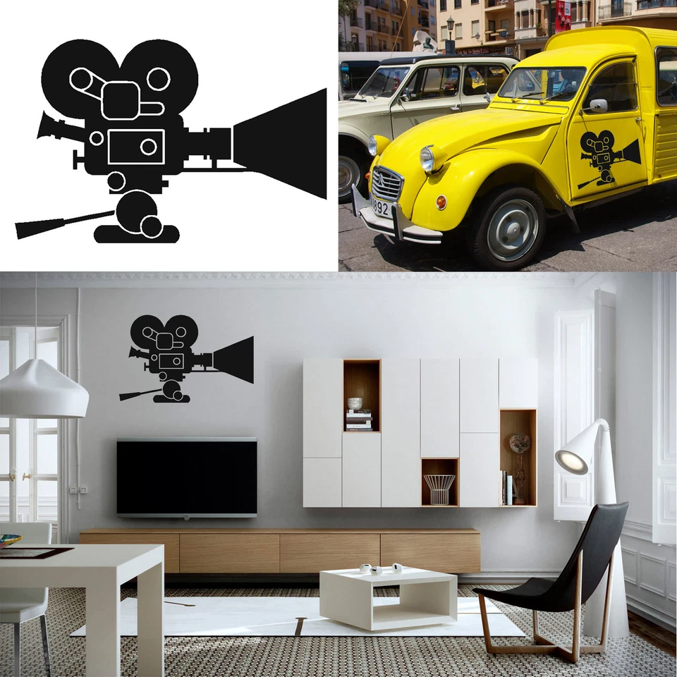 CAMÉRA DE CINÉMA Ancienne, Autocollant En Vinyle - Photo 1/1