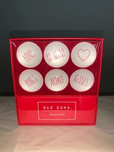 Neu Rae Dunn 6 Glaskuppel Magnete Neu mit Etikett Valentinstag Urlaub oder Liebe Dekor - Bild 1 von 3