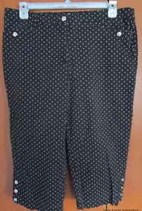 Karen Scott Polka Dot Pants Sz 16 Cotton Spandex Part Elastic Waist 36 Inseam 19 - Picture 1 of 5