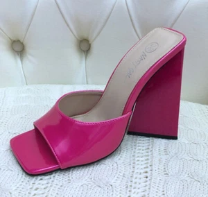 Nasty Gal Ladies Hot Pink High Heeled Party Sandals Shoes Size 4 Eur 37 Slip On - Picture 1 of 10