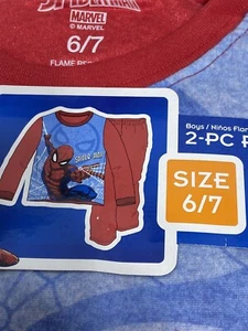SPIDER-MAN Size 6/7 MARVEL Flannel Pajamas Sleepwear Boys Superhero Red/Blue - Picture 1 of 3