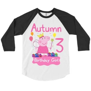 Peppa Pig Personalized Birthday Shirt Boys Girls 2T 3T 4T 5T Funny Pig Tee - Picture 1 of 5