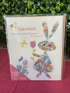 Set lettere tulipani coniglio tulipani vintage tampone memo e buste nuovo - Foto 1 di 2