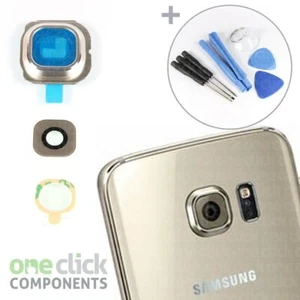 Gold Platinum GLASS Camera Lens Cover For Samsung Galaxy S6 EDGE G925 + Tools - Picture 1 of 4