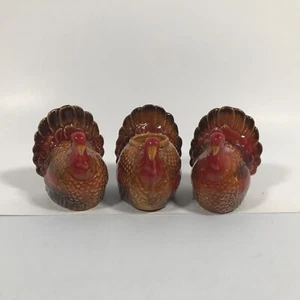 Ceramic Thanksgiving Turkey Salt & Pepper Shakers W/ Stoppers And Candle Holder - Picture 1 of 22