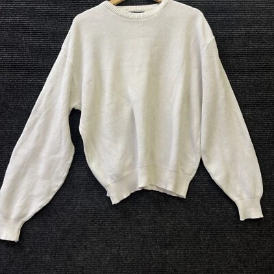 🔥Isle хлопок сделано в США белый плетение пуловер свитер размер XL Бесплатная доставка@ - Изображение 1 из 4