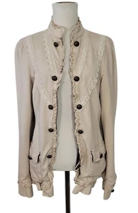 Romantic Beige Ruffled Lace-Trimmed Womens Jacket By Closet Romantic - Picture 1 of 19