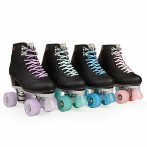 Artificial Leather Roller Skates Shoes Double Line Four Wheels Adult Women Men - Picture 1 of 29