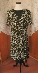 Vintage 80er Jahre Leslie Fay Fake Wrap Mod Rockabilly Swing Party/Freizeit/Kleid S14 - Bild 1 von 9