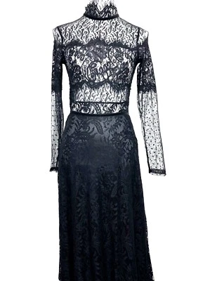 NUEVO Vestido Oh My Love London Negro Encaje Manga Larga Cremallera Espalda Una Línea Talla XS Foto 1 de 4