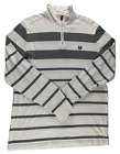 Chaps Ralph Lauren Sweater Mens Large Grey White Striped 1/4 Zip Pullover Shirt