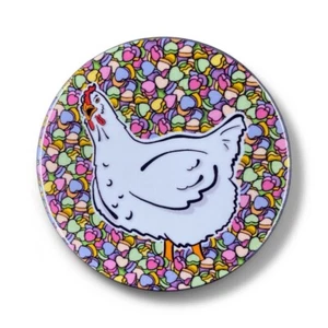 Chicken Valentine's Day Candy Pinback Button Badge Handmade Art Gift 2.25" - Picture 1 of 16