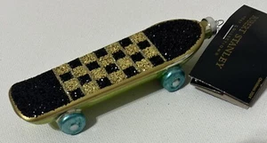 ROBERT STANLEY Christmas Ornament Blown Glass SKATEBOARD Glitter NEW - Picture 1 of 3