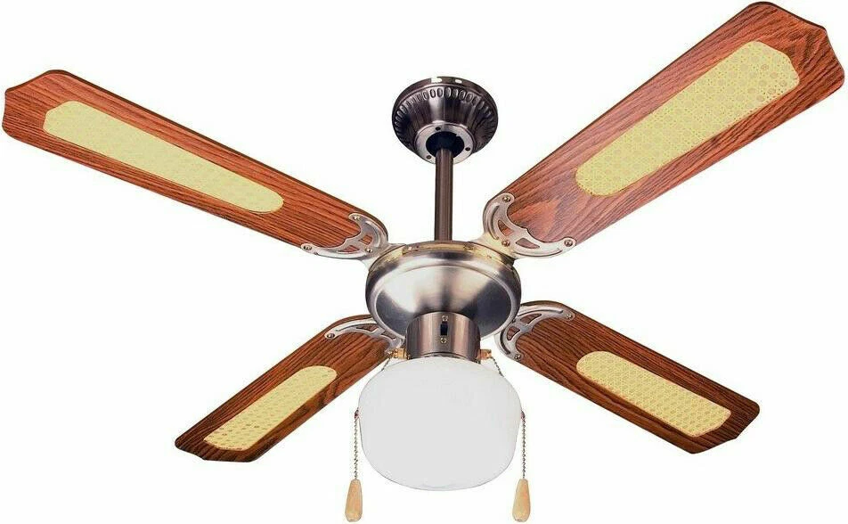 Ventilatore Soffitto Luce 4 Pale Lampadario ø 107 cm Marrone Zephir ZFS9107M - Immagine 1 di 1