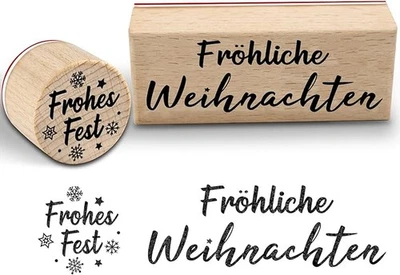 2 Stück Stempel Weihnachten Set, Weihnachtsstempel "Fröhliche Weihnachten" - 75
