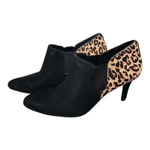 Cole Haan Maxfield Booties Sz 10B Black Leopard Suede Fur Ankle Shooties W01045 - Picture 1 of 8