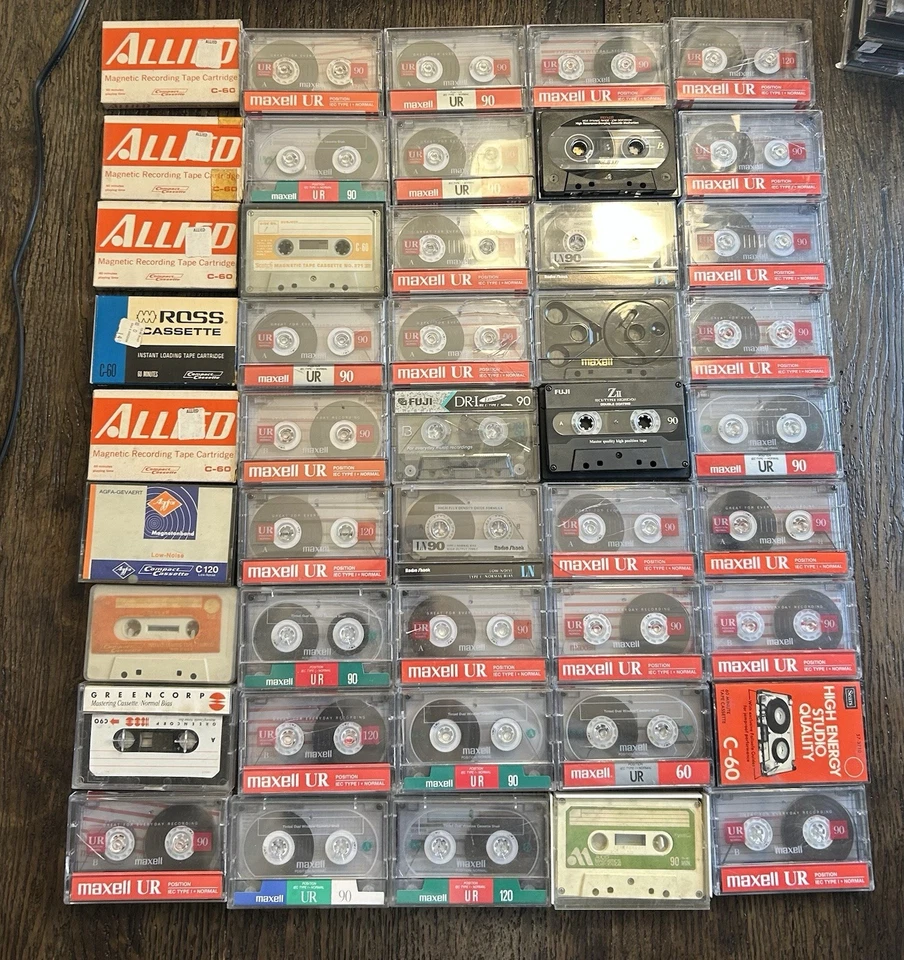 Vintage Cassette Tape Lot Maxell Allied Ross Blank/Recorded 45 Mix - Image 1 of 1