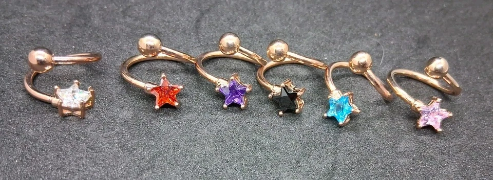 Pack Anillos Espirales Ombligo - Oro Rosa - Juego Cristal Multicolor Talla Pequeña Foto 1 de 4