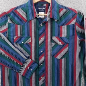 Camisa a Presión Wrangler Perla Para Hombres Grande Rayas Occidentales Rodeo Country Vaquero Verde - Imagen 1 de 12