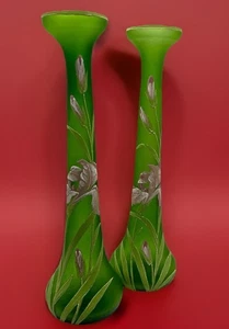 2 antike Vasen Jugendstil Jugendstil💚Carl Goldberg Böhmen Haida handbemalt - Bild 1 von 24