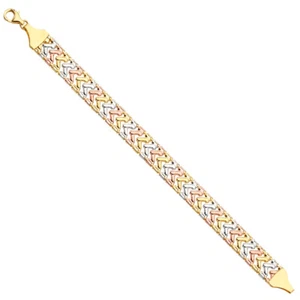 Gold - 14K dreifarbiges ausgefallenes Armband - 7,5 Zoll - Bild 1 von 3