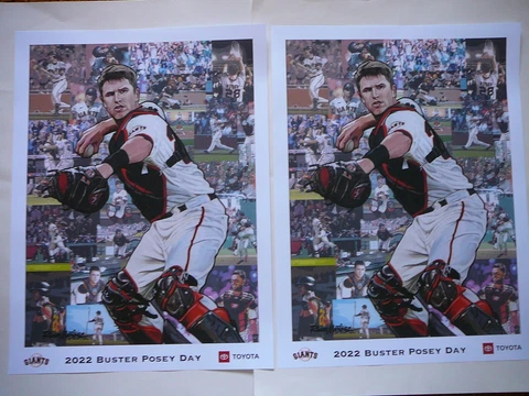 2 SF GIANTS BUSTER POSEY 5/7/22 COMMEMORATIVE RETIREMENT PRINTS POSTERS, SGA Cover
