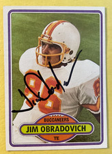 SIGNED JIM OBRADOVICH 1980 TOPPS FOOTBALL CARD AUTOGRAPH - BUCCANEERS