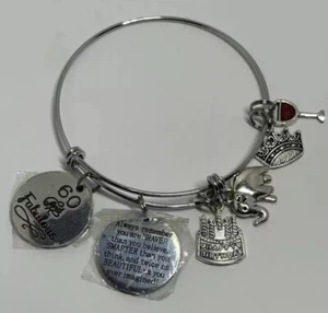 60 und fabelhaftes Charm Geburtstag Armband silberfarben - Bild 1 von 4