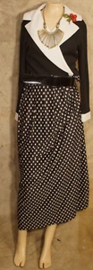 Vestido a lunares blanco y negro para mujer años 50 60 + collar cuchara MCM talla 14 - Imagen 1 de 23
